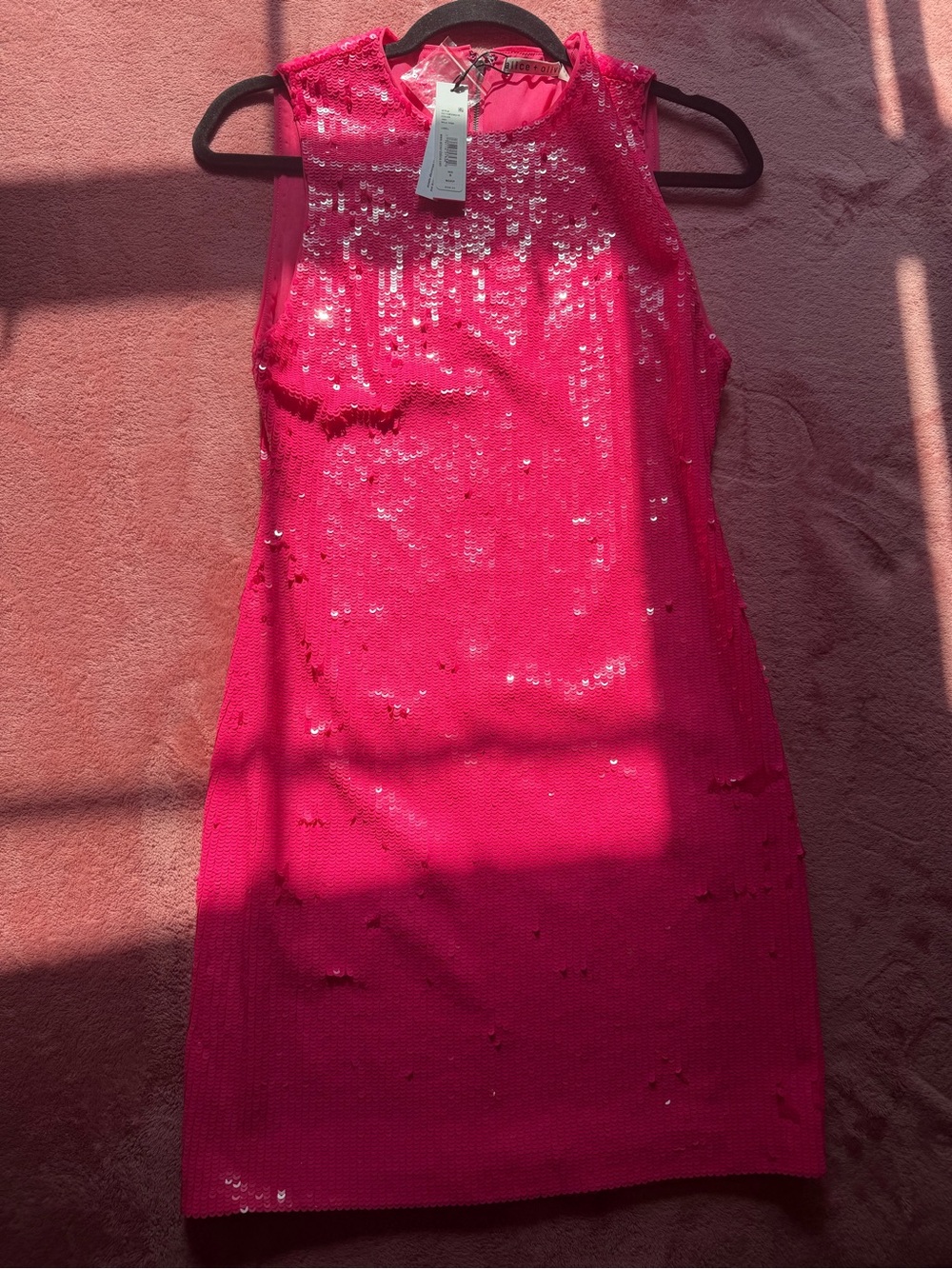 Alice + Olivia Hot Pink Sequin Mini Dress